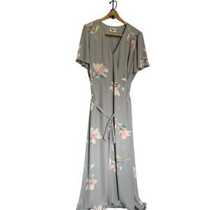 Show Me‎ Your Mumu Noelle Flutter Maxi Dress Sz XXL True Wrap Gray Lily Floral